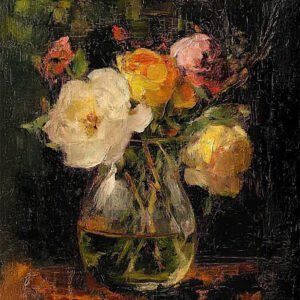 Vintage Glass Vase Floral 04